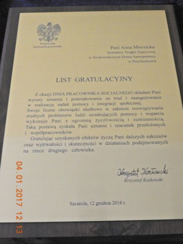 Wyróżnienie Wojewody Zachodniopomorskiego dla Anny Mierzickiej